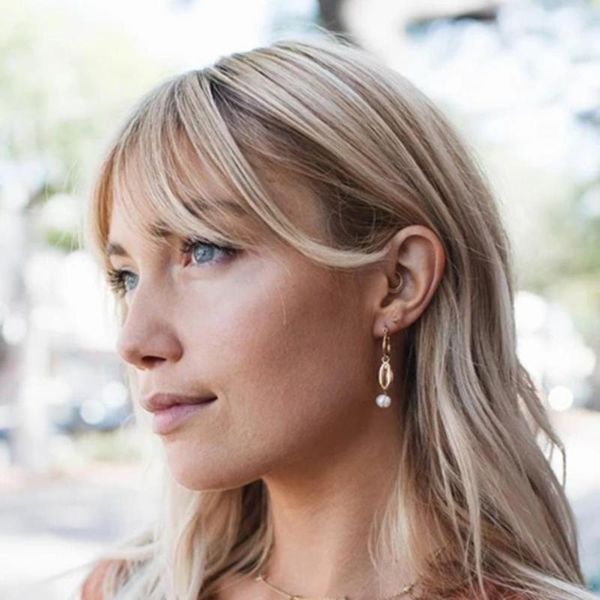

artilady piercing freshwater pearl cartilage earrings hoops jewelry gold color pendientes hoop earrings for girl dropshipping, Golden;silver