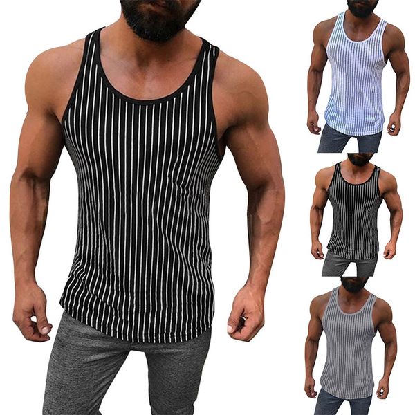 

men' tank fashionable fitness striped sports vest, White;black