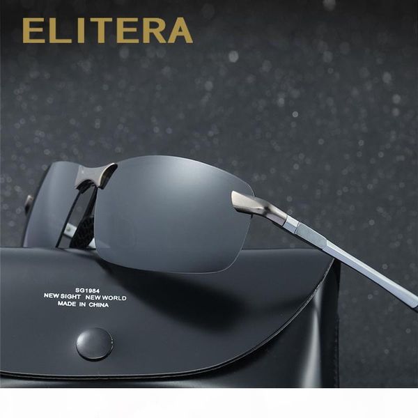 

elitera fashion aluminum magnesium rimless polarized sunglasses men coating mirror sun glasses uv400 driving eyewear accessories, White;black