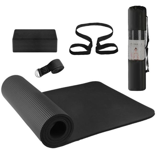 

3pcs yoga exercise set gym yoga mat blocks stretching strap home fitness equipment with mat storage pouch and strap