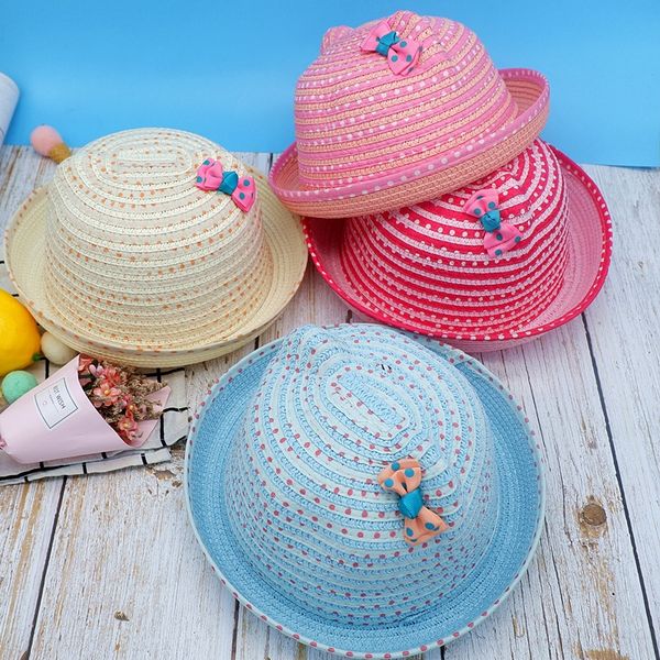 

korean style children's straw cartoon animal-shaped cute baby men's and straw hat women's korean style basin hat, Blue;gray