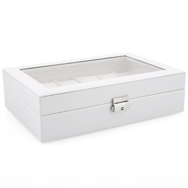 

s watch display storage box case (white ,12 grids, Black;blue