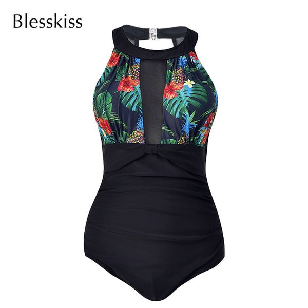 

Body Suits 2021 Plus Size Swimwear Women One Piece Swimsuit Sexy Mesh 1 Onepiece Retro Monokini Swimming Suit For Ladies Bathing Suit 4XL