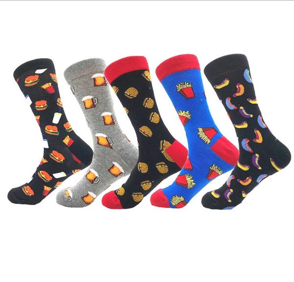 

women happy funny socks with print art cute warm short socks with avocado sushi cotton fashion harajuku sock #lr4, Black;white