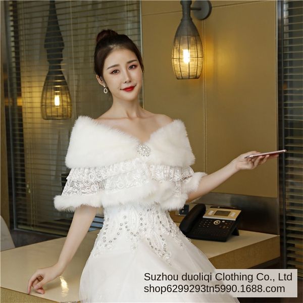

dress wedding bride wedding fur shawl bridesmaid season new warm shawl cheongsam outer match, Blue;gray