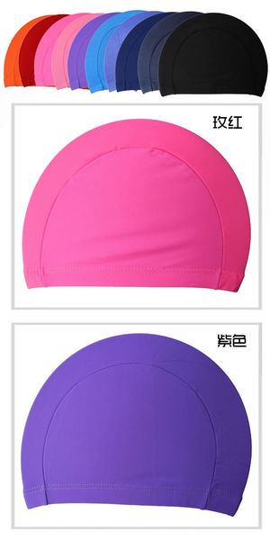 

swimsuit men's and women's monochrome nylon/polyester cloth cap swimming suit cloth swimming cap