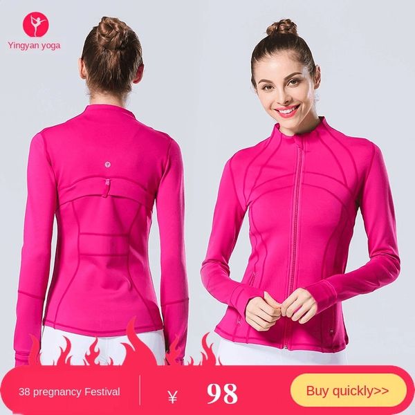 

princess yu jia fu yoga sports running high elastic jacket quick-drying printed yoga sweatshirt sweatshirt, White;red