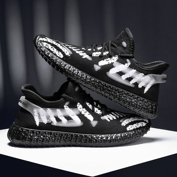 

2020 summer sale flying weaving glowing men running shoes sports sneakers rainbow color bottom air cushion walking white gym