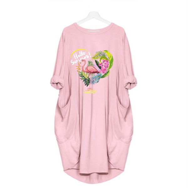 

2020 New Women's DIY Dress Summer and Autumn Trend Printing Women's Long Sleeve Long T-shirt Large Size Loose Casual Skirt Wholesale