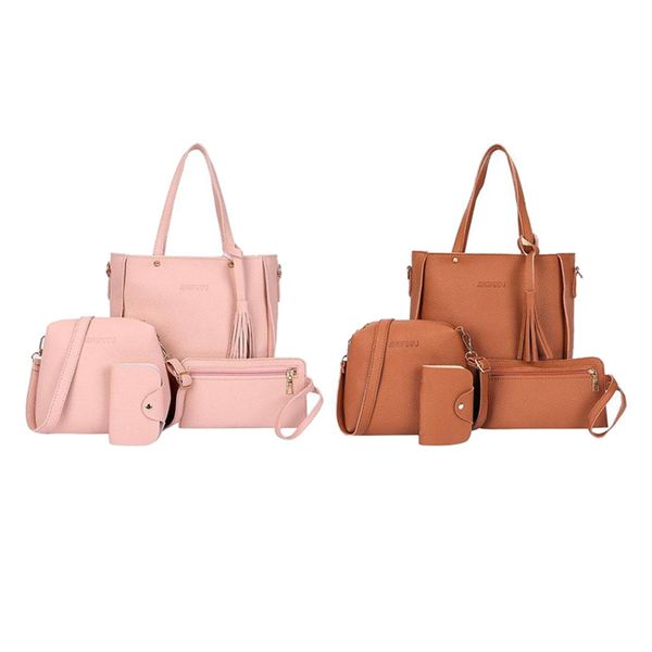

2x four-piece fringed suit for handbag pink + brown, Black;red