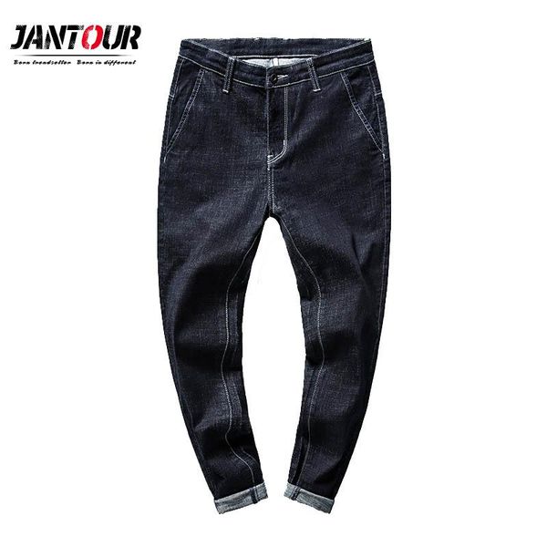 

2019 new men classic jeans fashion casual primary color slim fit small straight male trousers denim pants mens brand clothes, Blue