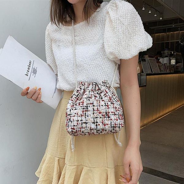 

мода золотая проволока полотняного переплетения ковш сумка женщины повседневная сумка crossbody кулиской плеча ретро дизайнер телефон мешки