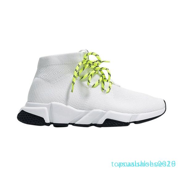 

1209 men women designer socks shoes speed trainer lace up mid black white yellow fashion girl trainers casual platform sneakers t16