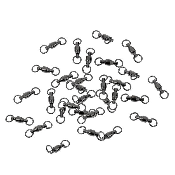 

30pcs heavy duty ball bearing swivel solid rings fishing swivels black 1#