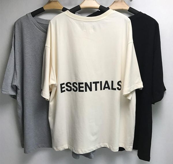 

2019 fear of god t-shirt half sleeve cotton tshirt back letters fog essentials oversize t-shirt summer style fear of god t-shirt streetwear, White;black