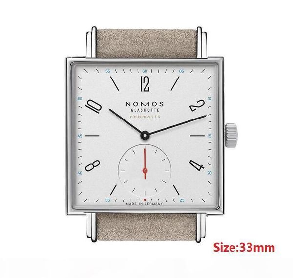 

i new brand nomos quartz watch lovers women men dress watches leather dress square wristwatches female clock relogio montre femme, Slivery;brown