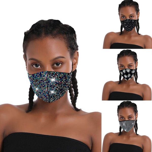 

14 colors flash diamond fashion masks party personality masks hanging ear type anti-dust windproof washable masks kha290