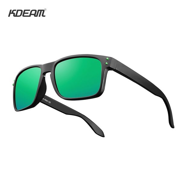 

kdeam new sport men polarized square sun glasses outdoor women eyewear 2019 summer mirror sunglasses uv400 with case 7 colors, White;black