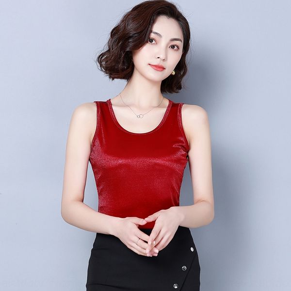 

large size loose outside sleeveless flash stretch satin slim slimming female vest vest short base female summer, Camo
