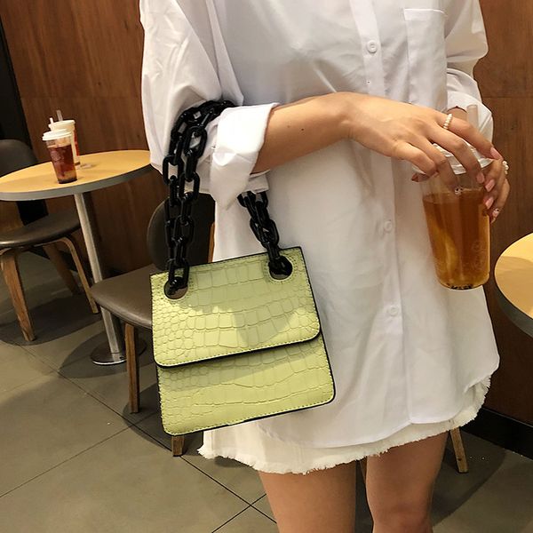 

2020 new korean fashion trend stone pattern buckle small square shoulder crossbody bag ladies crocodile skin designer bags sac