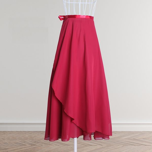 

stage wear d0825 ballet skirt lace-up half-length chiffon apron dancing suit gymnastic yarn teacher skirts yoga exercise, Black;red