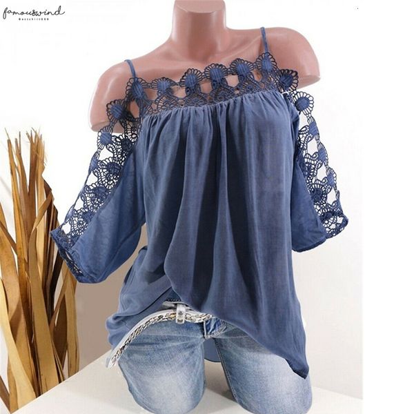 

women cold shoulder lace blouse shirt flower lace up hollow sleeve tee casual plus size tunic blouses blusa summer 5xl, White