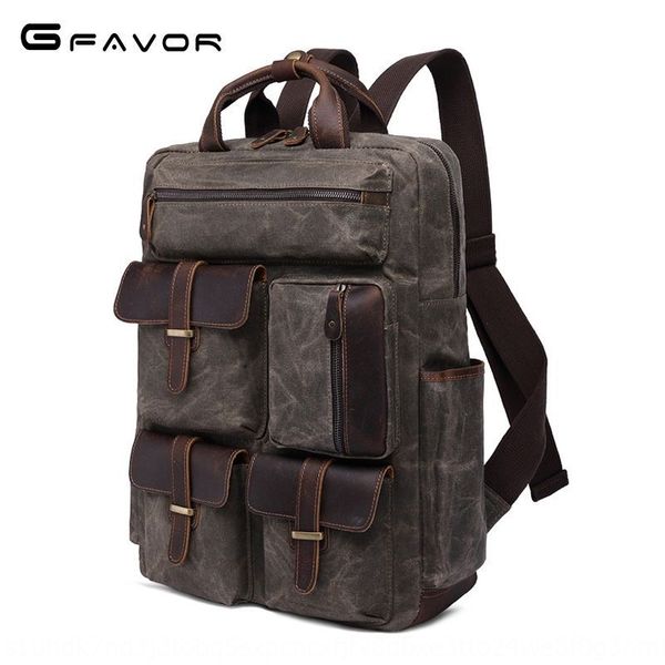 

source oil wax backpack travel crazy horse canvas leather men's bag canvas bag men's backpack