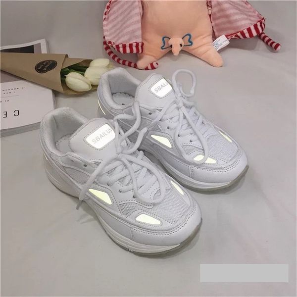 

reflective white shoes summer mesh harajuku street skorean sports shoes 2020 new female wild running, Black