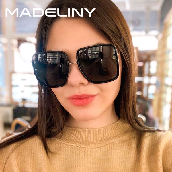 

madeliny fashion square oversized sunglasses vintage brand design sun glasses female big frame gradient eyeglasses uv400 ma656, White;black