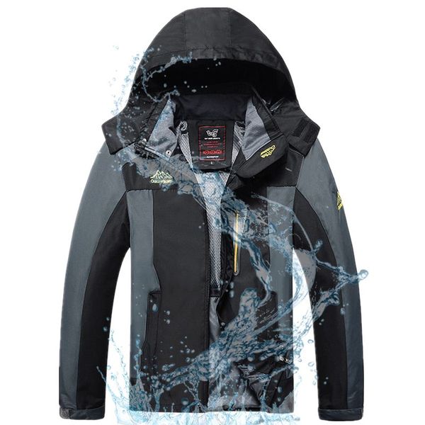 

plus size 7xl 8xl men's hiking jacket autumn waterproof outdoor sport windbreaker coat male trekking fishing climbing jacket, Blue;black