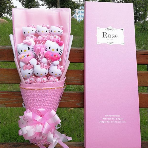 

lovely cats with soap artificial flowers bouquet home wedding decoration indoor creative valentine's day gift