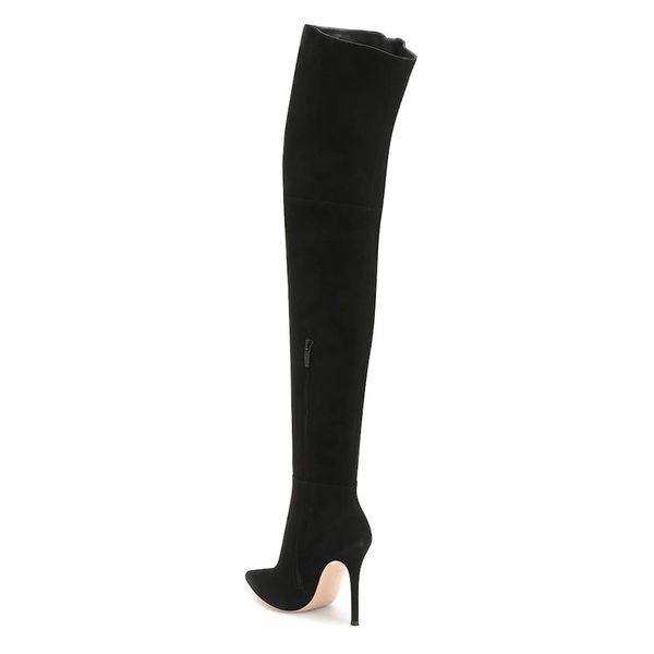 

lucky2020 black large size yangjing zipper slim high heel long boots fashion style