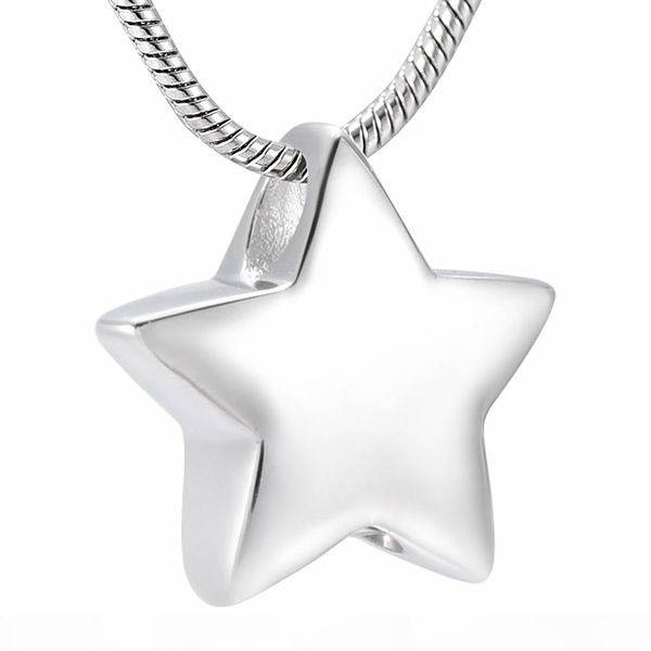 

ijd9993 star cremation jewelry -316l stainless steel memorial urn necklaces for pet ashes keepsake, Silver