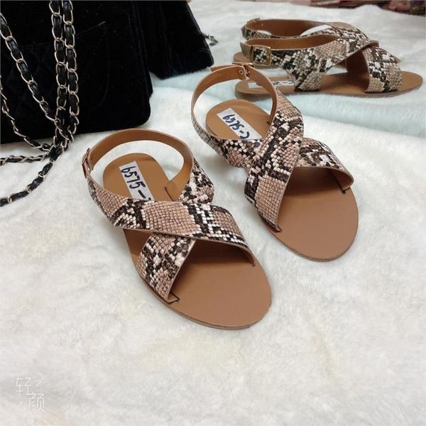 

2020 snakeskin new flat shoes summer women's sandals fashion sandals shoes, Black