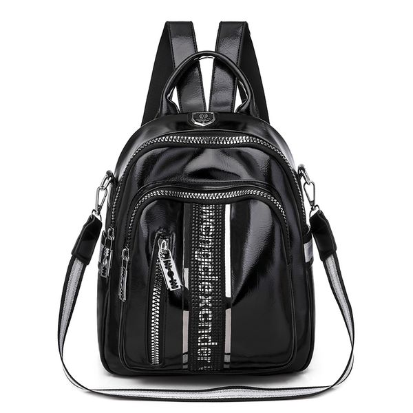 

женщины рюкзак многофункциональный высокого качества кожа pu малый bagpack 2020 новая мода отдых путешествия back pack black silver
