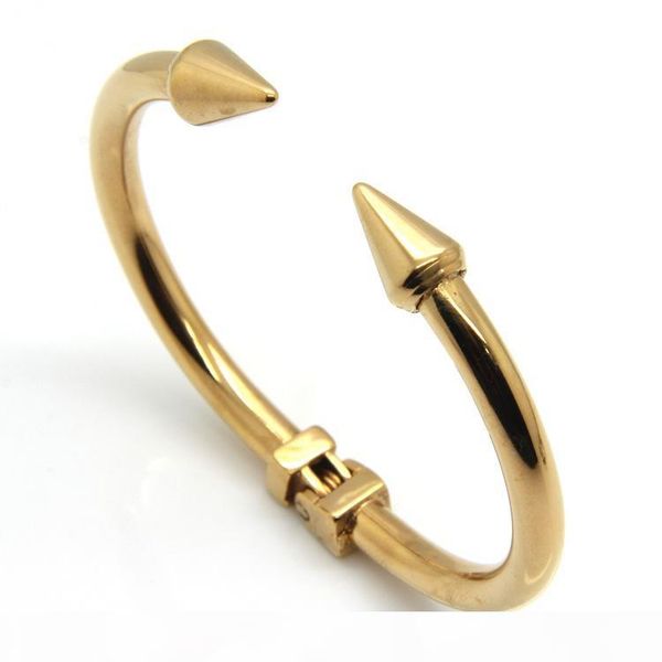 

2017 new arrive stainless steel conical arrows h love bracelet bangle women's 18k rose goldcone nail cuff bracelets & bangl, Black