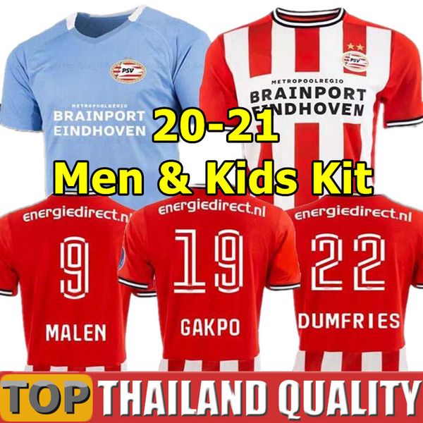 

20 21 psv eindhoven soccer jerseys malen 2020 2021 gakpo dumfries football shirt set bruma mitroglou ihattaren men kids kit uniform, Black;yellow