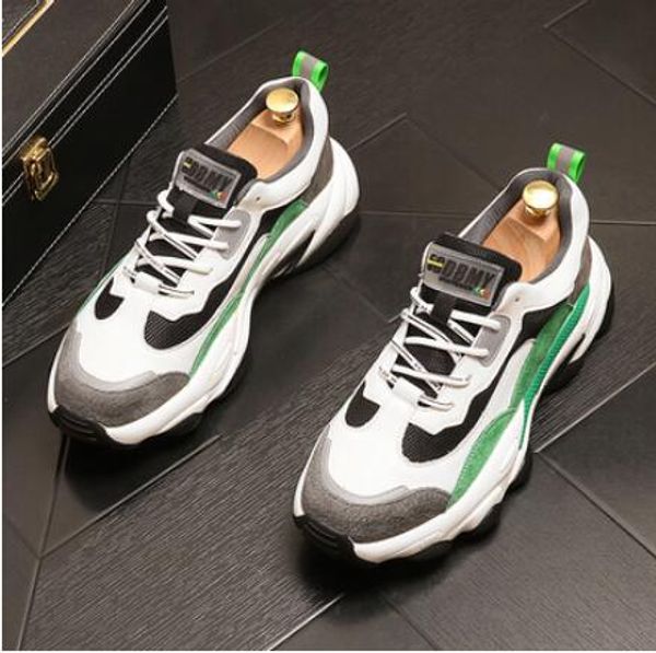 

new men vulcanized shoes chunky sneakers lace-up casual shoes platform men sneakers breathable male footwear, Black