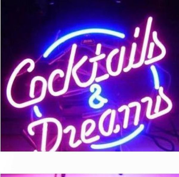 

fashion new handcraft cocktails and dreams real glass beer bar display neon sign 19x15offer