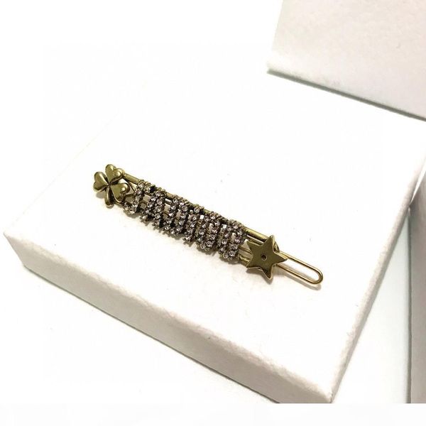 

a luxury full diamond classic letters stars clover designer hair clips luxury designer jewelry women hair clips, Golden;silver