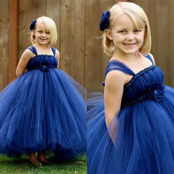

girl's dresses tulle birthday christmas custom kids formal wear girls pageant baby children party dress hand made flowers flower, Red;yellow