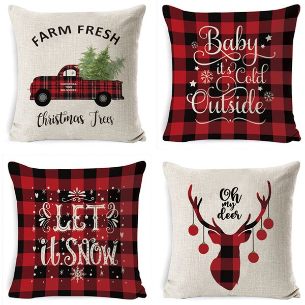 40 Styles Pillow Natal Capa da manta de linho Throw Pillow Covers Praça Sofá almofadas decorativas capa de almofada Xmas pillowslip Home Decor M2437