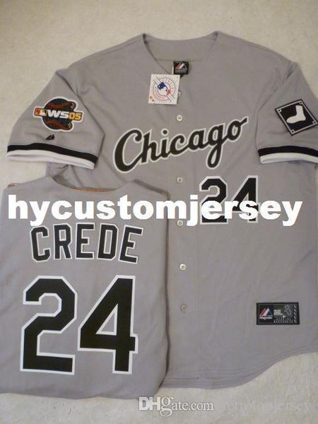 

#24 joe crede 2005 sewn shirt jersey gray