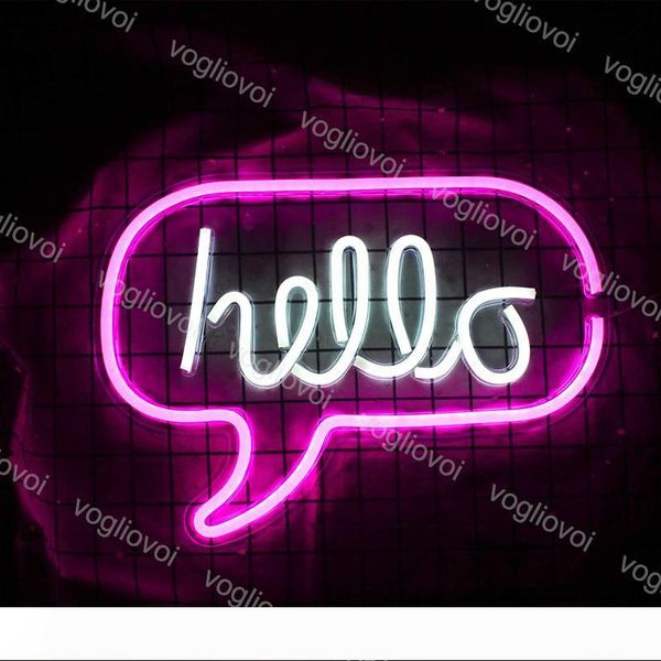 

led neon sign smd2835 indoor night light design hello model with transparent backplane pink white holiday xmas party wedding table lamps dhl