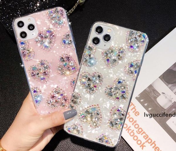 

diamond love heart soft tpu case for iphone 11 pro max xs max xr x 7 8 6 plus fashion bling shinny foil shell cell phone back skin cover