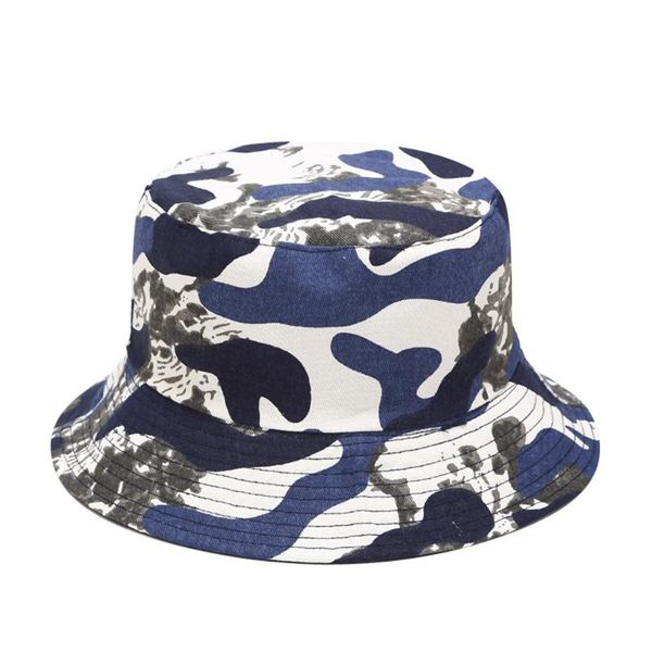 

colorful graffiti fisherman hat sunshade hat flat bucket hats outdoor sunscreen basin cap, Blue;gray