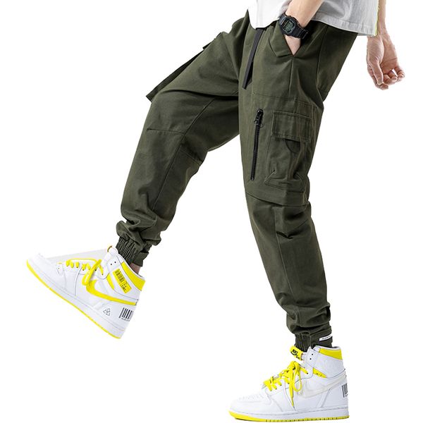 

men's pants men harem joggers black 2021 mens big pockets ankel cargo male autumn streetwear overalls sweatpants