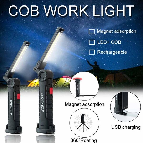 

portable lanterns 5 modes cob led magnetic torch battery work light inspection lamp for outdoor camping working car lights