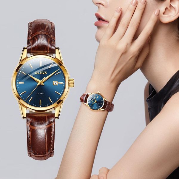 

OLEVS Newest Womens Watches Waterproof Wrist Watches for Women Casual Ladies Watch Quartz Leather Band