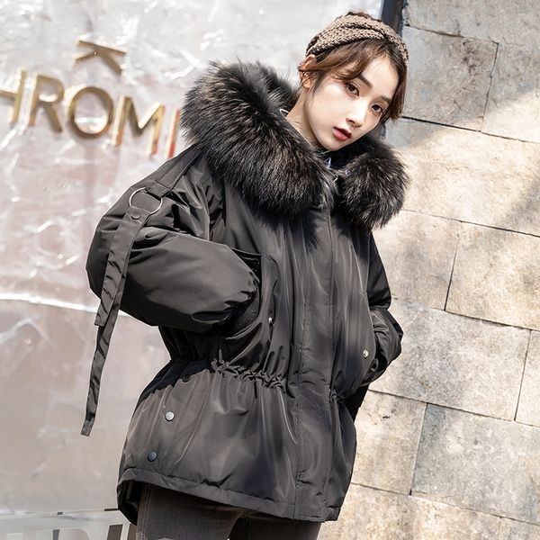 

9e0n8 2020 winter korean women's clothing new loose off-season short women's fashion thickened large fur down jacket coat down jac, Black